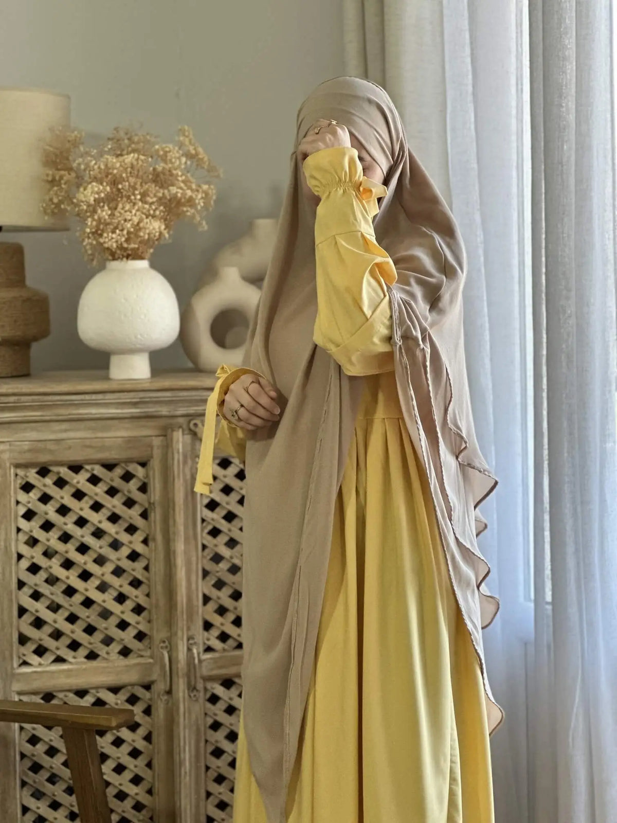 Abaya Jijlia Jaune Poussin